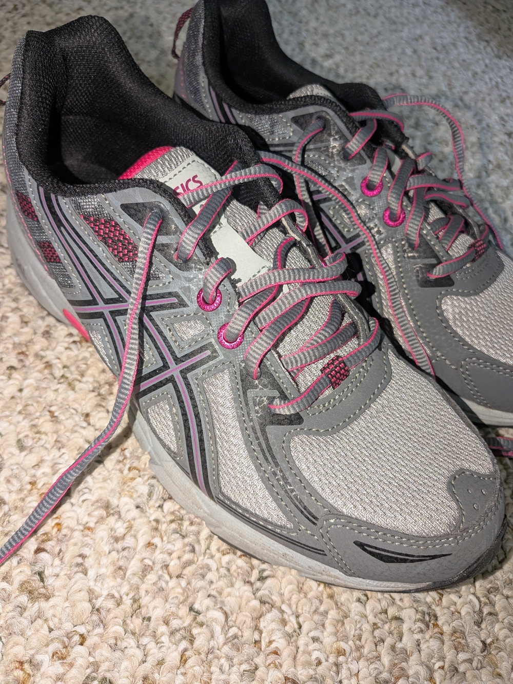 ASICS Women's Gray and Pink Running Shoes